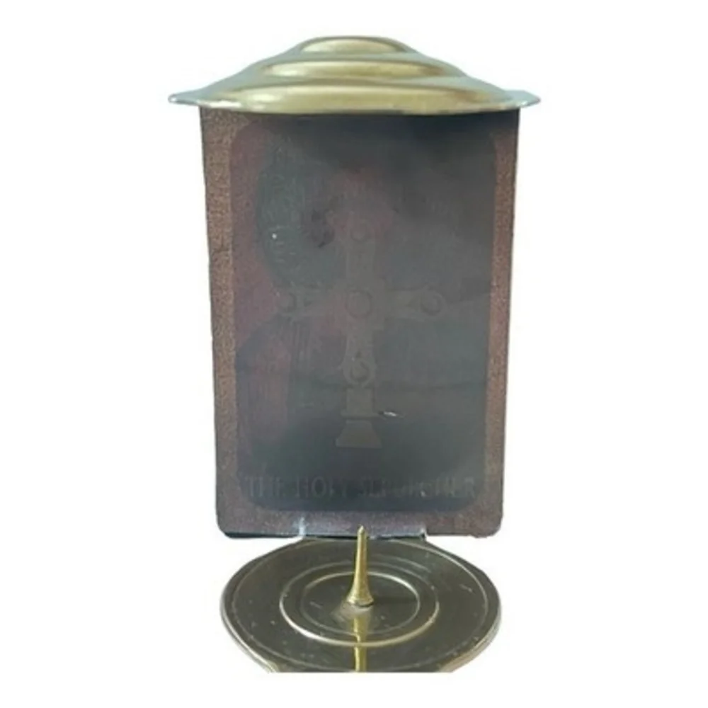 Vintage Brass Candle Holder Christ Profile Backplate Jerusalem Israel 5